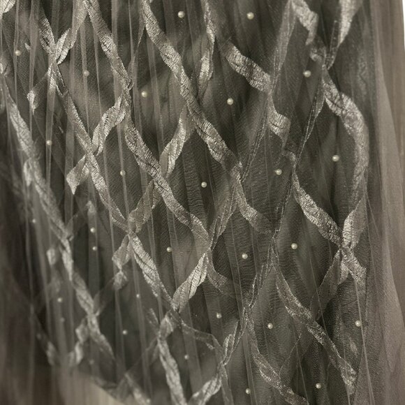 Silver &Gray Skirt w/ faux pearls- XL - New with tags - BACK side has no pearls - Picture 5 of 9